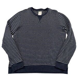 Fossil Sweater Mens XL Navy White Striped Pullover